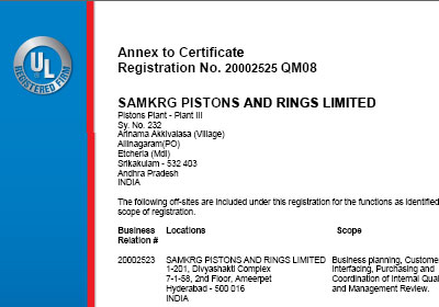Pistons Export Quality Management