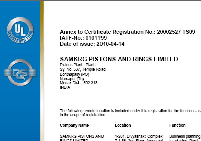 Certificate of Quality Management Rings
